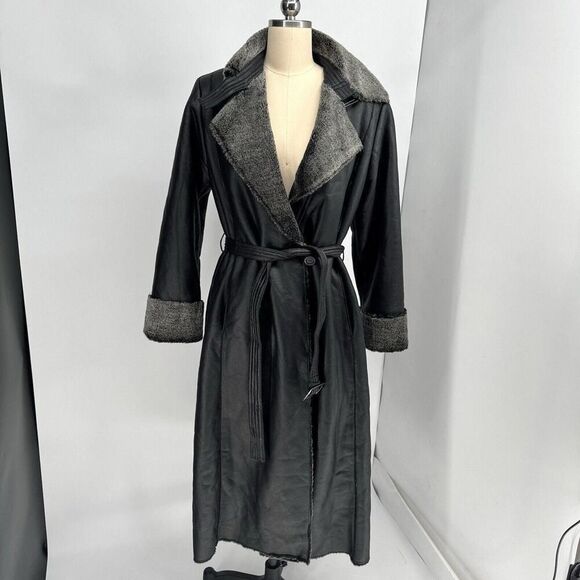 Jackets & Blazers - Adler Collection Women’s Faux Leather Fur Sherpa Long Coat Size 8 Or M Trench